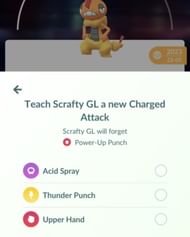Scrafty can learn Upper Hand in Pokemon GO (Image via Sportskeeda Gaming / TPC)